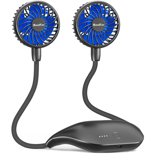 HandFan 10000mAh Portable Neck Fan Rechargeable, 48Hrs Long-Lasted Wearable Personal Fans, Hands Free Necklace Fans, Hanging Cooling Fan for Travel, Hiking, Fishing, Gifts for Women Men