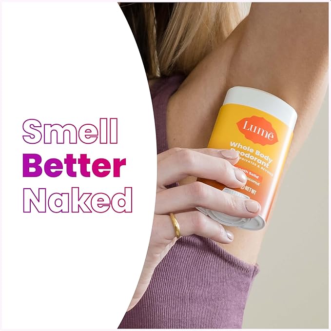 Lume Whole Body Deodorant - Smooth Solid Stick - 72 Hour Odor Control - Aluminum Free, Baking Soda Free and Skin Loving - 2.6 Ounce (Pack of 3) (Toasted Coconut)