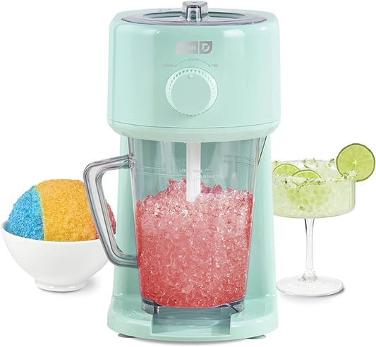 Dash Deluxe Shaved Ice & Slushy Maker - Easy-to-Use Slushy & Snow Cone Maker - Includes Serving Pitcher & Recipe Guide for Homemade Treats - Aqua