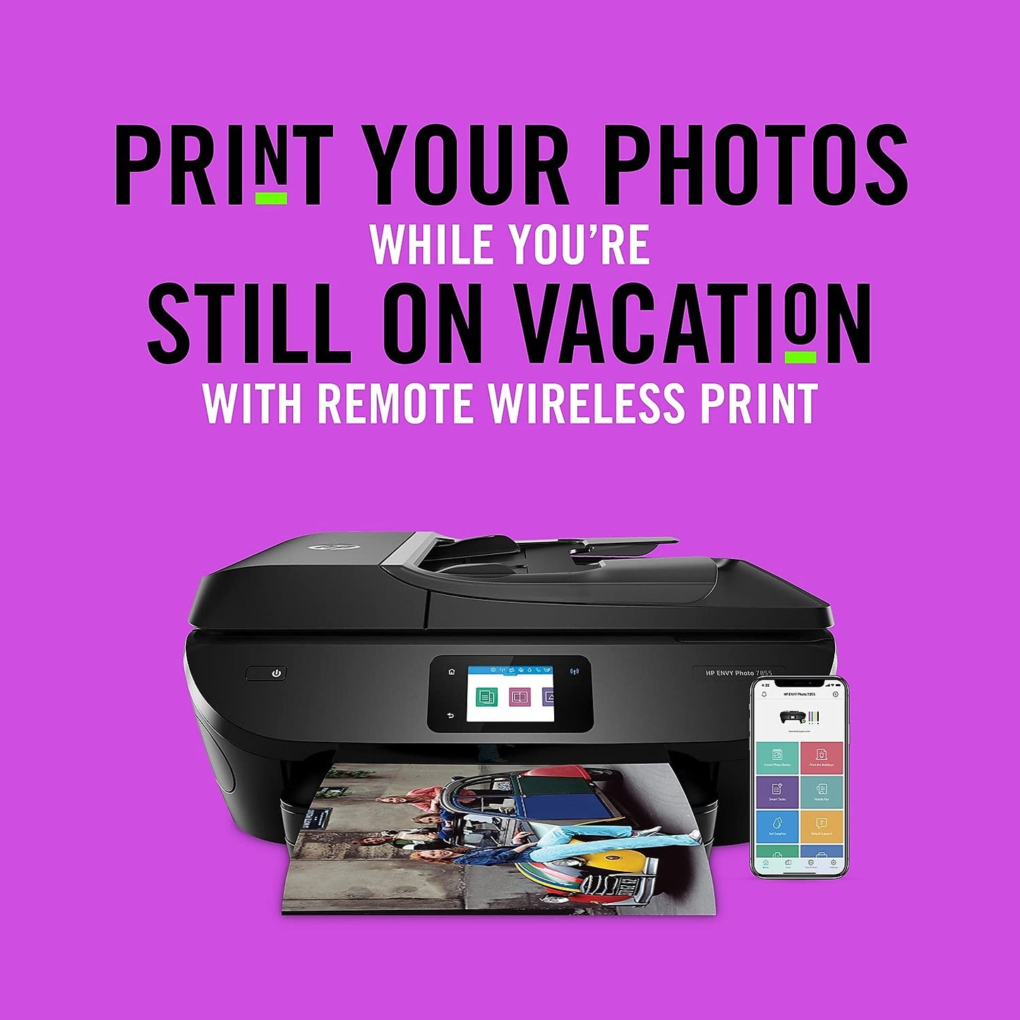HP ENVY Photo 7855 All in One color Photo Printer with Wireless Printing, HP Instant Ink ready, Works with Alexa (K7R96A)