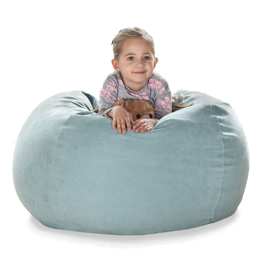 YuppieLife Stuffed Animals Bean Bag Chair Cover Candy-Colored Bean Bag（Just Cover, No Filling）/Extra Large Stuff 'n Sit Organization/Toy Storage Bag/Kids Toys Organizer（27'',Mint Green）