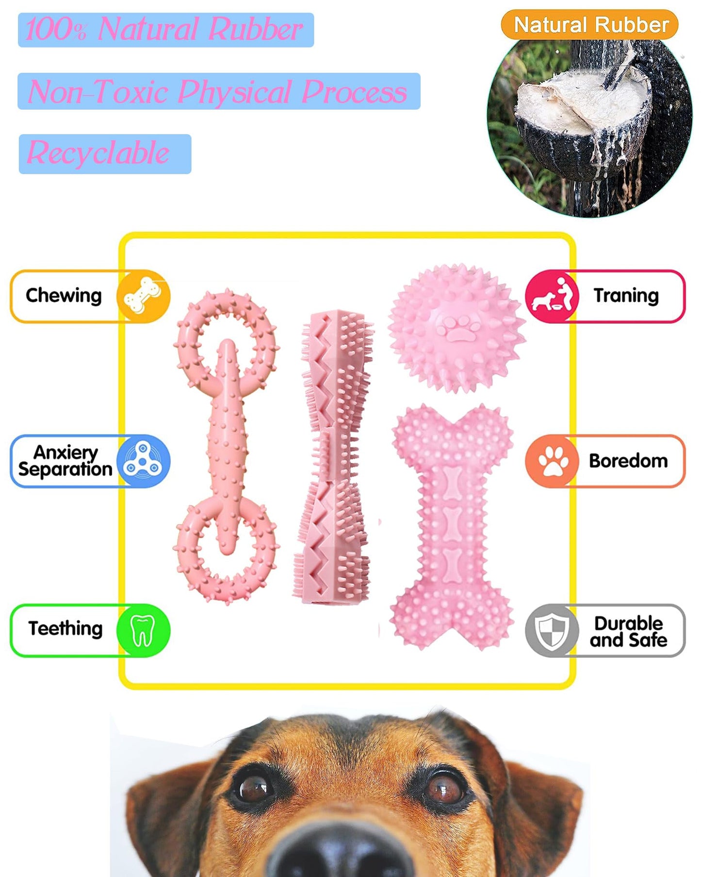 4 Pack Puppy Toys for 2-8 Months Pets Dog Chew Toy for Small Puppies Teething Toys for Cleaning Teeth Cute Pink Small Dog Toys Soft Durable Interactive Chew Toy Puppy Supplies Starter Kit (Pink)