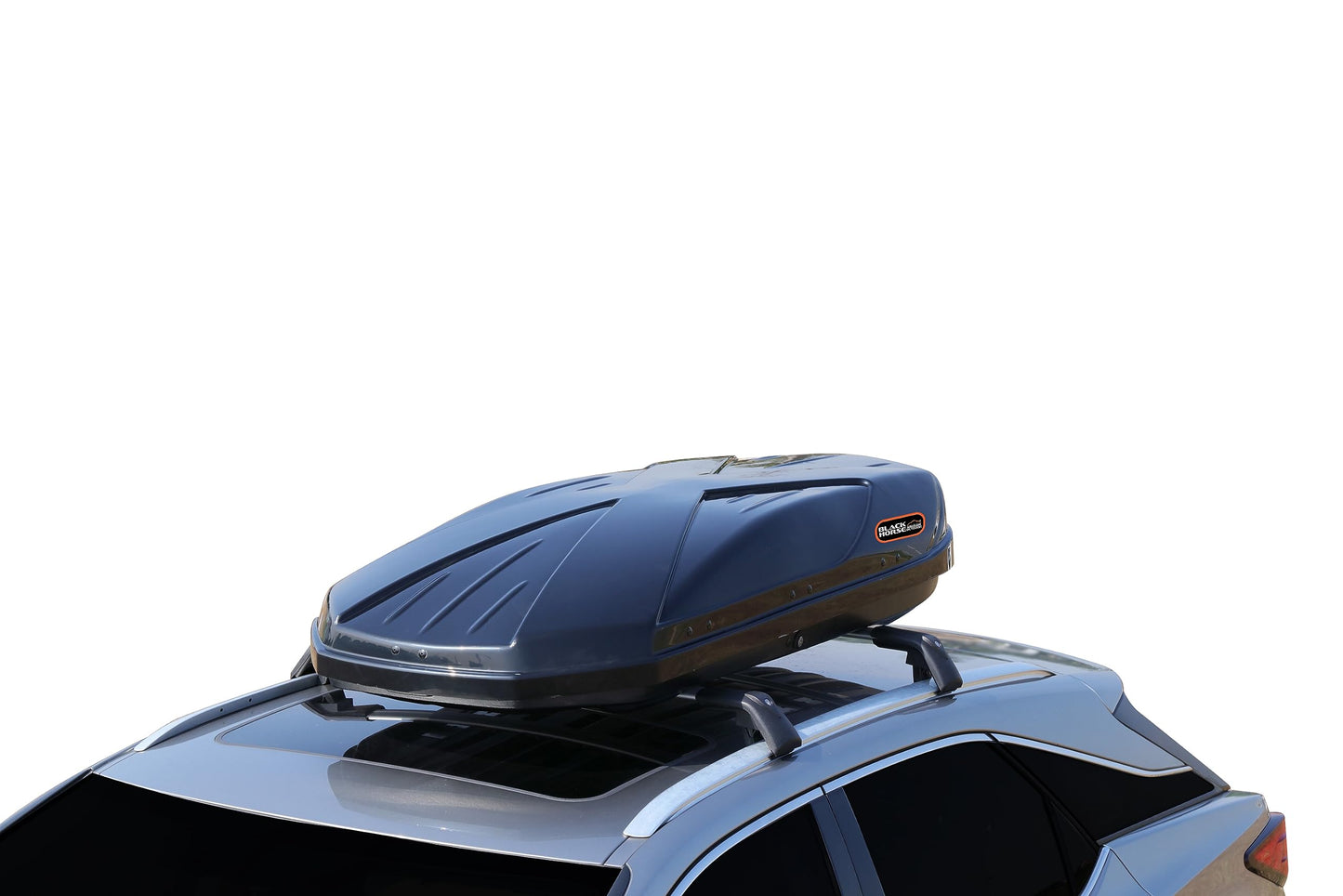 Black Horse Rooftop Cargo Carrier ABS + PMMA Hard Shell, 14 Cubic Feet Waterproof Car Roof Cargo Carrier Box w/Dual Side Opening, Security Key,165lbs Capacity,for 30" to 80" Wide Crossbar Rack