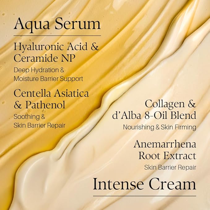 d'alba Piedmont Italian White Truffle Double Serum & Cream, Vegan Skincare, 2-in-1 Face Moisturizer, Vegan Collagen, Skin Firming and Tightening, Non Comedogenic, Suitable for All Skin Types (2.46 oz)