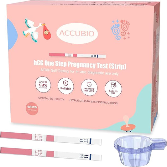Pregnancy Test Strips with Urine Cups, hCG Detection Home Pregnancy Test, Sensitive & Over 99% Accurate, 40 Count Individually Wrapped, Rapid Pregnancy Tests Kit 5mm Wider 25mIU/mL