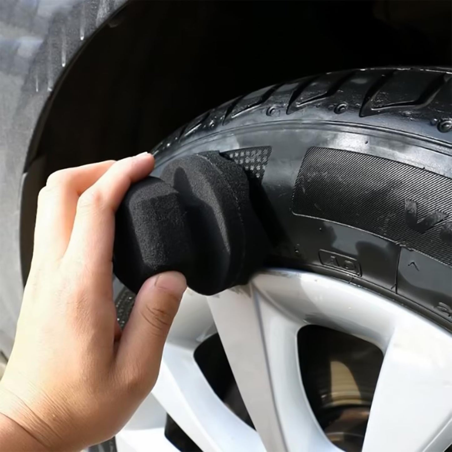 Tire Hex Grip Applicator, 4 pcs Tire Shine Brush Car Detailing Foam Sponge Tool Car Cleaning Supplies After Car Wash Tire Cleaner
