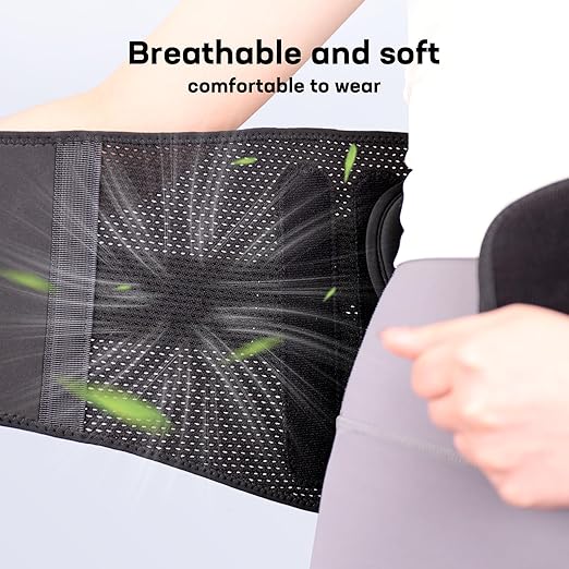 Pro Back Brace for Men Women Lower Back Pain Relief with Rigid Bionic Support & Massager Pad, Air Mesh Lumbar Belt for Sciatica, Hernia Disc, Scoliosis, Adjustable Brace for Spinal (Black, Medium(Belly: 33"-39"))