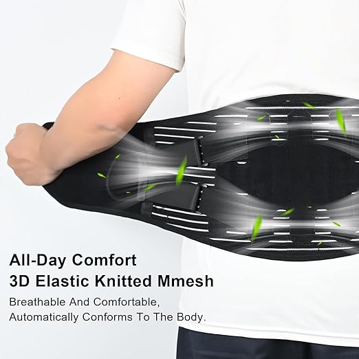 Back Brace for Lower Back Pain Relief with Bionic Support System,Lumbar Support Belt for Men Women,Breathable Mesh with 3D Lumbar Pad for Herniated Disc, Sciatica, Scoliosis(Black，S)