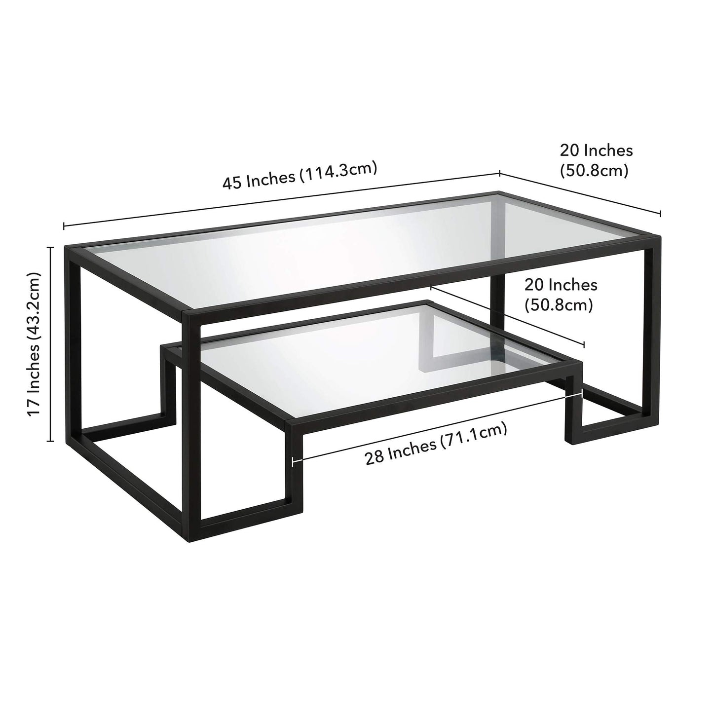 Henn&Hart 45" Wide Rectangular Coffee Table in Blackened Bronze, Modern coffee tables for living room, studio apartment essentials