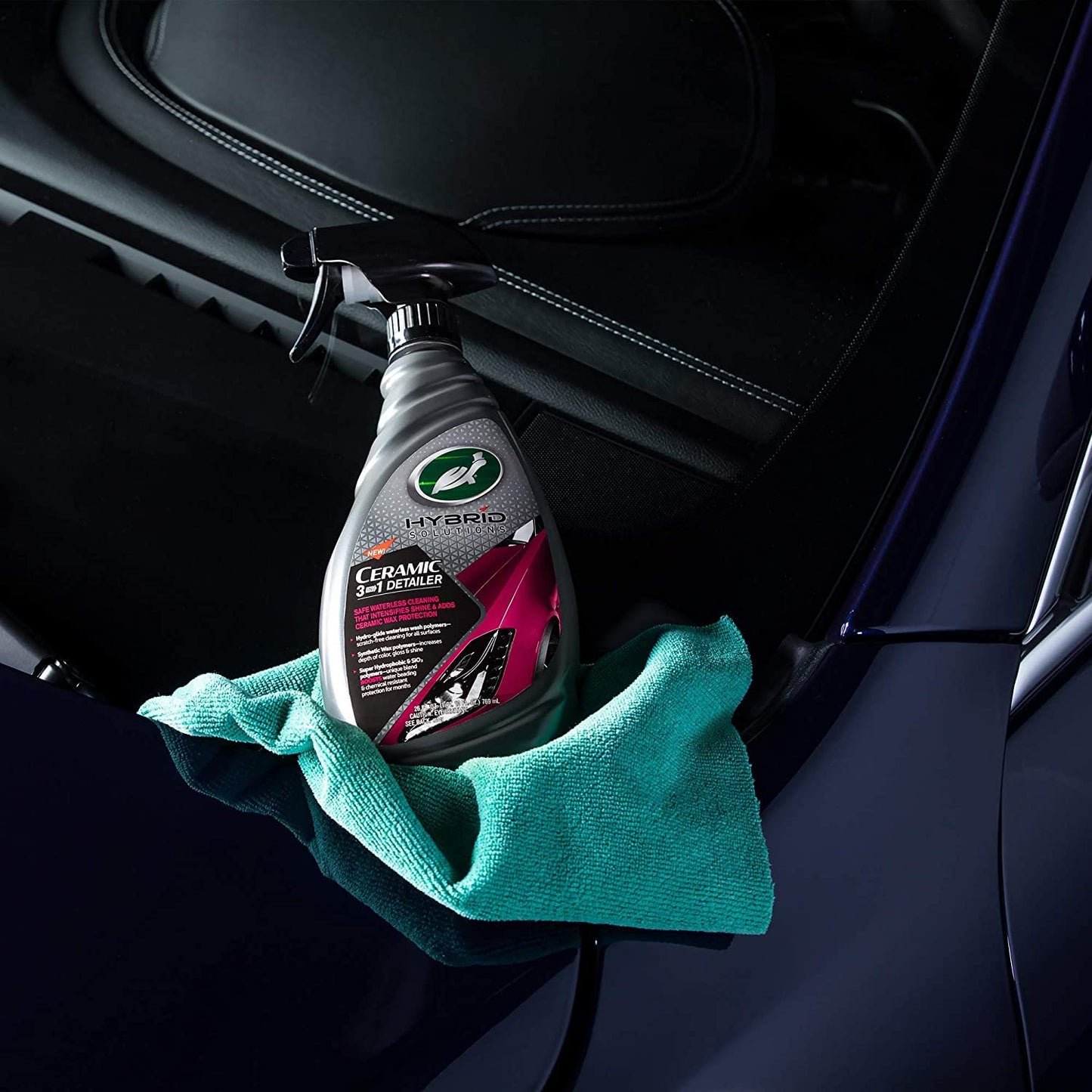 Turtle Wax 53413 Hybrid Solutions Ceramic 3-in-1 Detailer, Waterless Wash and Ceramic Wax Detailing Spray, Cleans Shines and Protects Paint Glass and Wheels, Repels Water and Dirt, 32 oz. (Pack of 1)