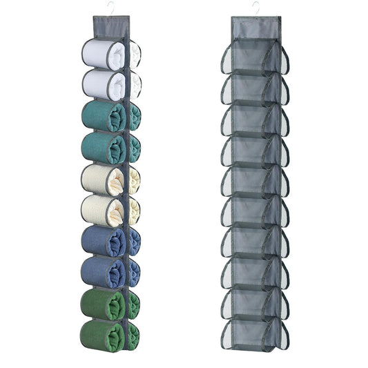 Hanging Legging Organizer, Legging Storage Organizer, Legging Organizer for Closet, Yoga for Pants Jeans Organizer, Hung Behind The Door, Wardrobe, Hanger 20 Pockets Clothes Storage (Grey)