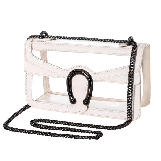 Joryin Clear Bag for Women Stadium Approved Clear Purse Shoulder Crossbody Bag Fashion Small Handb Clutch Transparent, Black Cream