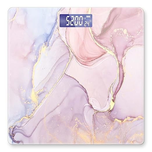 Weight Scale Digital Bathroom Scale Scale for Body Weight 400 lbs Personalized Digital Scale with Backlit Display Easy Read(Battery Not included) - Pink Marble