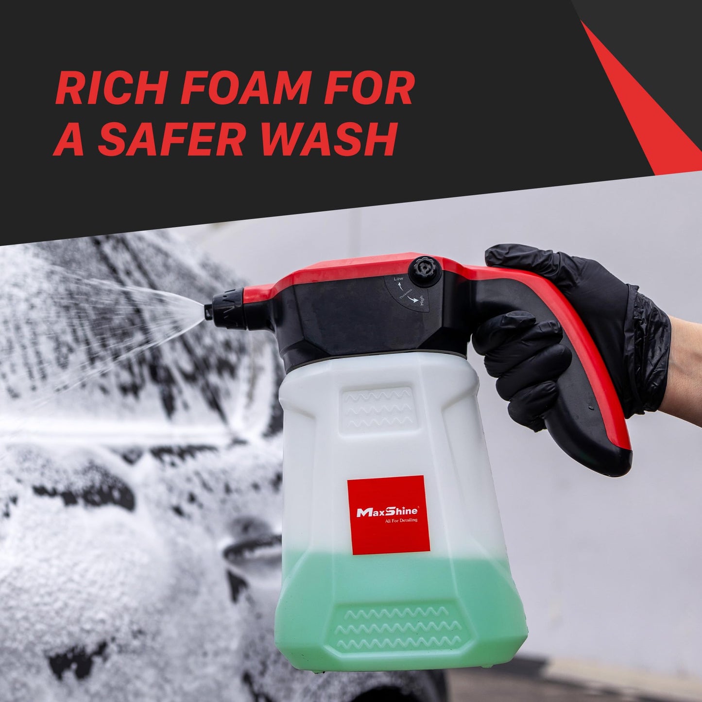 Maxshine Portable Cordless Foam Sprayer | 2L Capacity with 2600mAh Battery | Dual Spray Modes for Thick Foam | Electric Car Wash Foamer & Detailing Tool for Auto, Home & Garage Use