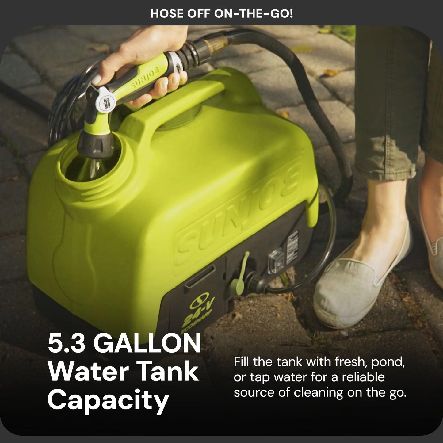 Sun Joe Cordless Portable Spray & Pressure Washer w/ Battery & Charger, 24V WA24C-LTE