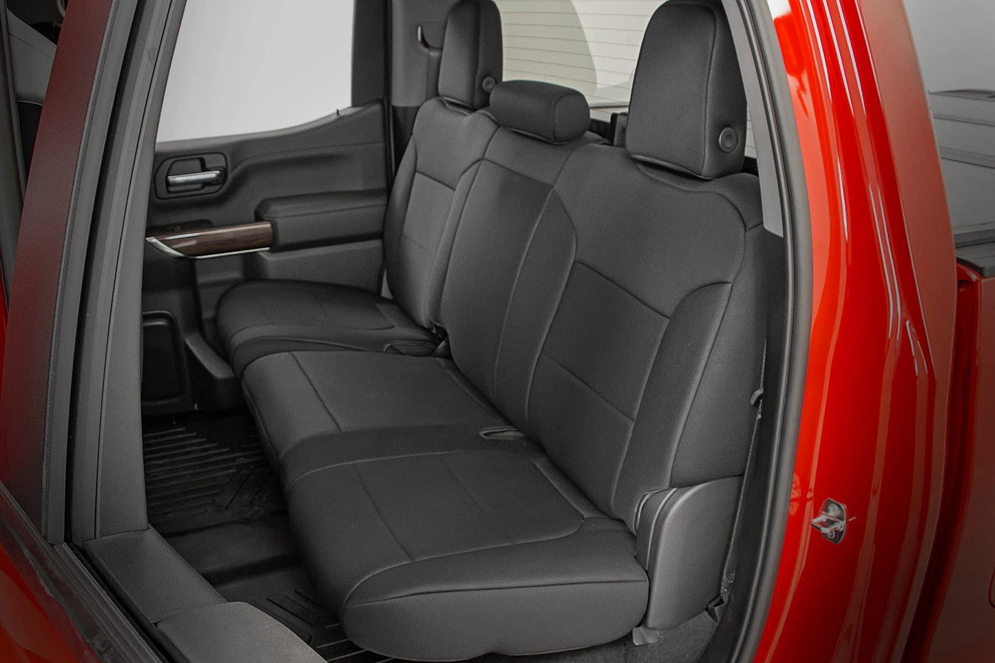 Rough Country Neoprene Seat Covers for Chevy Silverado/GMC Sierra 1500 (2019-2025) Crew Cab w/Rear Cup Holder - Waterproof, UV Resistant, Foam Padded, F/R Seat Cover Set