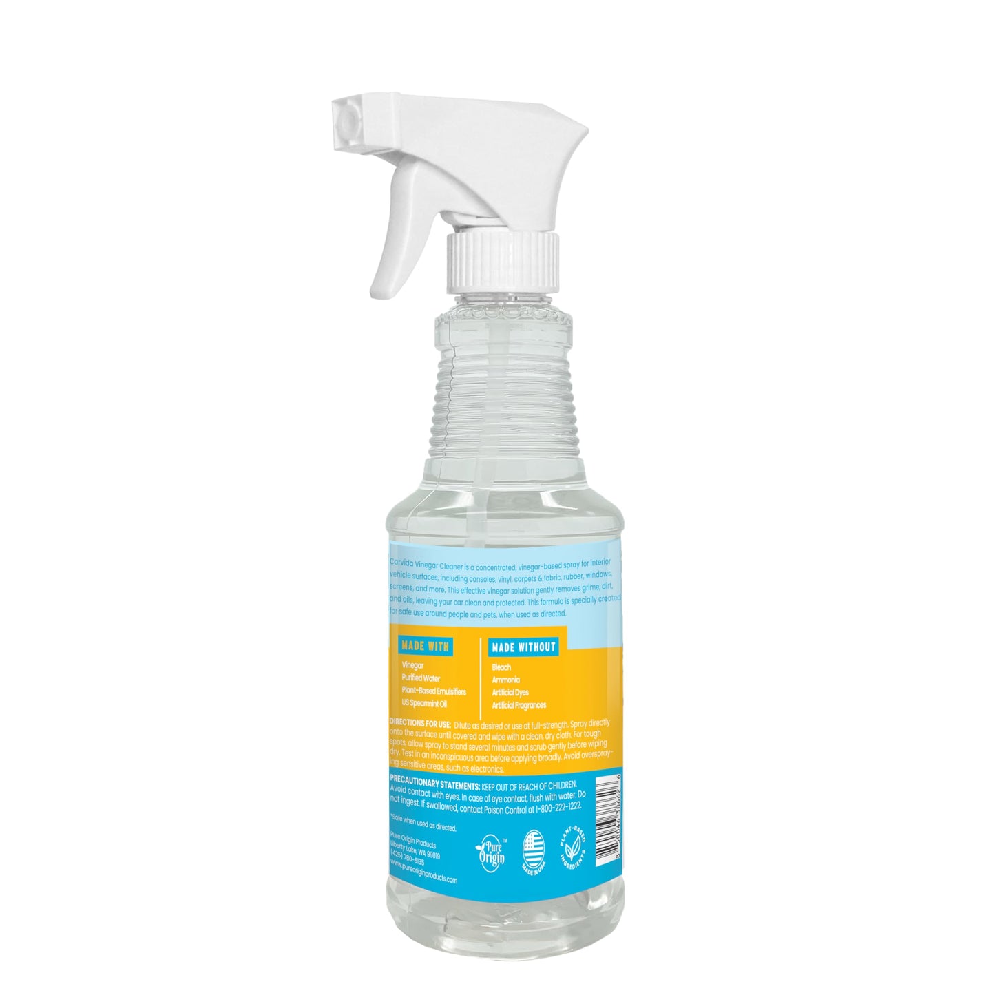 Carvida Vinegar Cleaner, Plant-Based, Multi-purpose Automotive Cleaning Spray, Natural Mint Scent, 16oz