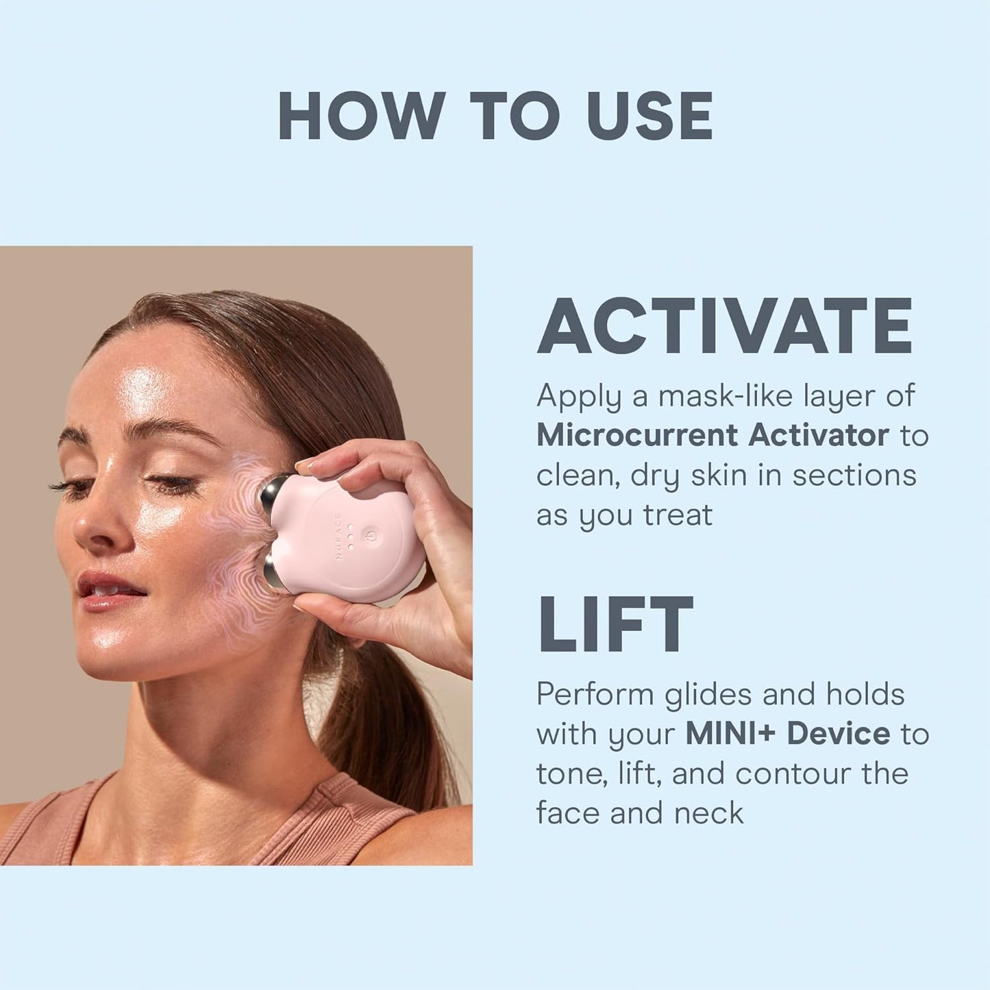 NuFACE MINI+ Microcurrent Facial Device Kit - FDA Cleared Face Sculpting & Skin Tightening Device to Contour, Lift & Tone + Microcurrent Gel Activator & Silk Creme - Midnight Black