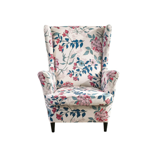 Wing Chair Slipcovers 2 Pieces Stretch Spandex Wingback Chair Covers Sofa Slipcover Printing Wingback Armchair Slipcovers Furniture Protector Couch Soft with Elastic Bottom for Wingback Chairs, 23