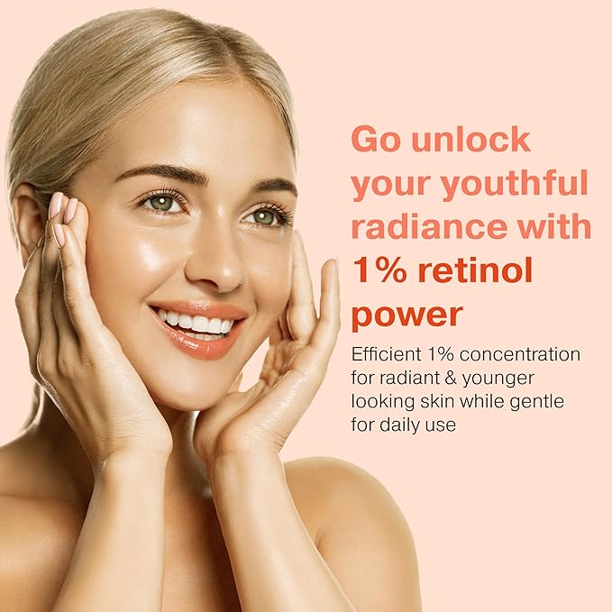 2X BIGGER 2oz, 1% Retinol Serum for Face, Dark Spot Remover, Anti Aging Serum, Retinol Cream, Aloe Vera, Rosemary, Calendula Extract, Made in USA