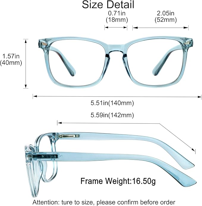 YEIN Bifocal Reading Glasses with Blue Light Blocking Lenses, Bifocal Reader for Women and Men, Vintage Square frame with Spring Hinge (+0.50/+2.25 magnification)