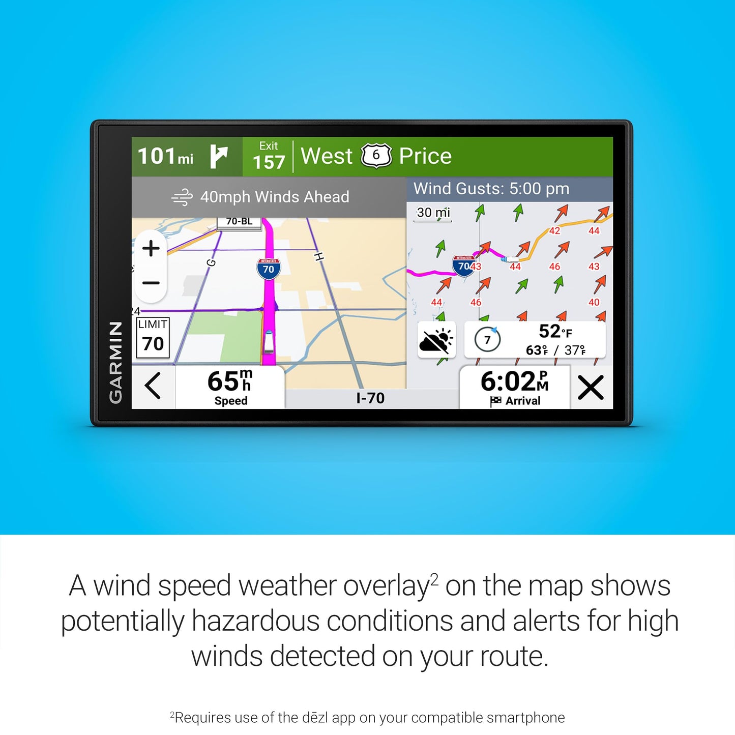 Garmin dezl OTR620 GPS Truck Navigator with 6-Inch Touchscreen Display, 1280p Resolution, and Birdseye Direct Satellite Imagery Support (Black)