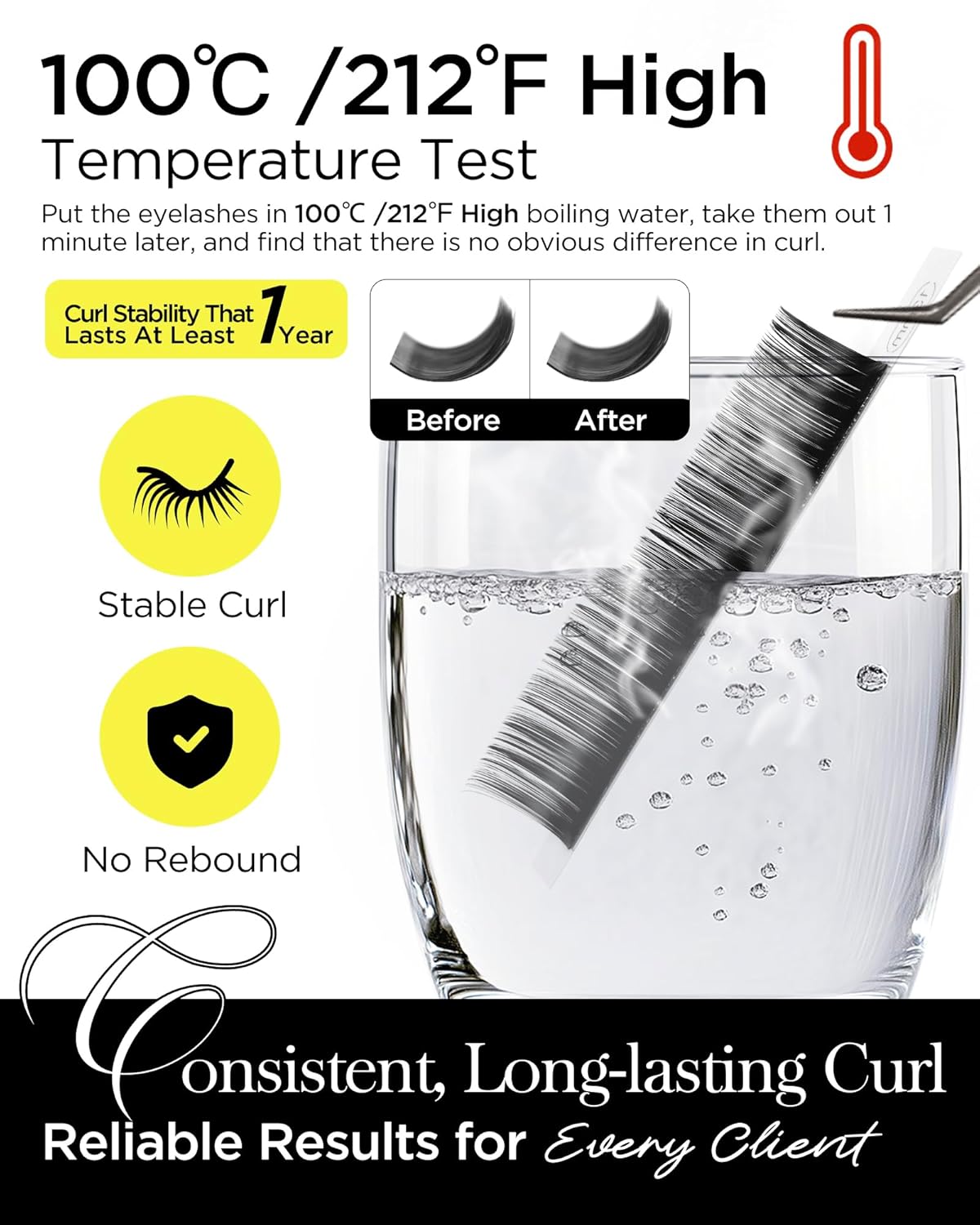 BEYELIAN Eyelash Extension Natural Matte Black 0.05 D Curl 11mm Tray Easy Fan Lash Extensions Volume Lashes 100°/212°F High Temperature Resistant Classic Professional Use(0.05 D 11mm)