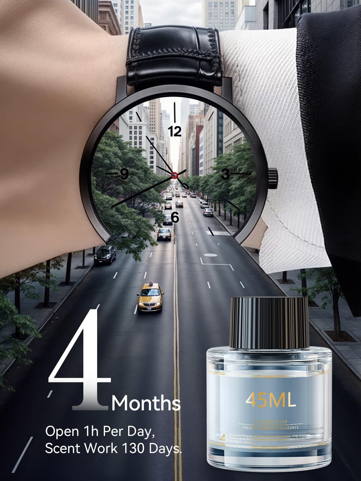 TORRAS Smart Car Air Freshener, Ultrasonic Mist, Blue Light Enhanced Fountain Nozzle, Automatic On/Off, Adjustable Fragrance, Rechargeable Battery, Ambient Light, Premium Cologne Scent