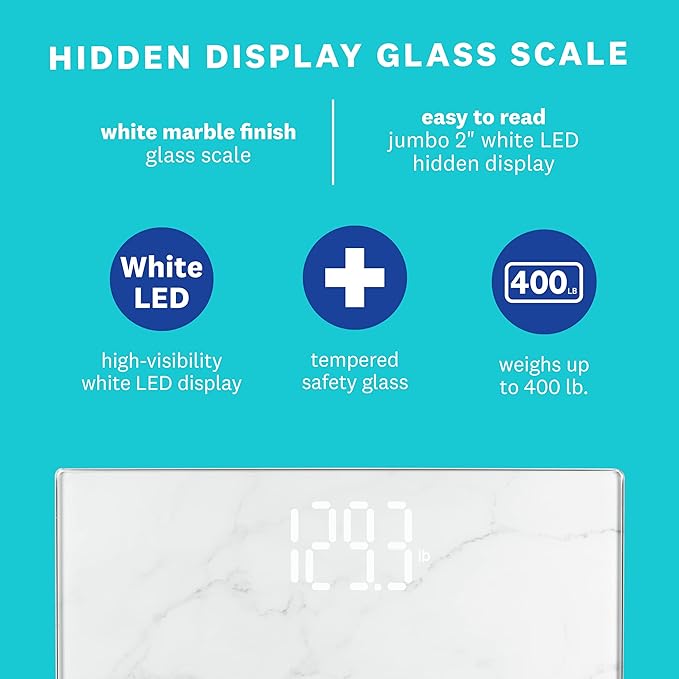 Weight Watchers Scales by Conair Scale for Body Weight, Digital Bathroom Scale in White Marble Finish