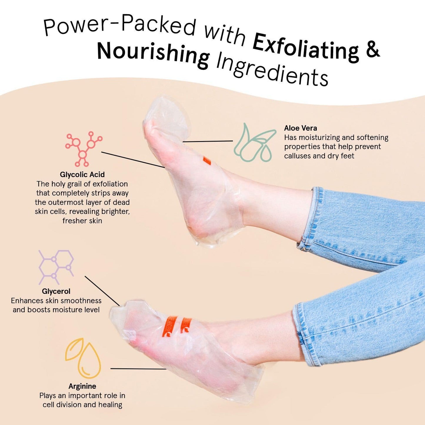 grace & stella Award-Winning Foot Peel Mask - Foot Peeling Mask with Aloe Vera - Moisturizing Foot Mask for Dry Cracked Feet - Foot Exfoliator for Baby Soft Feet (4 Pairs, Lavender)