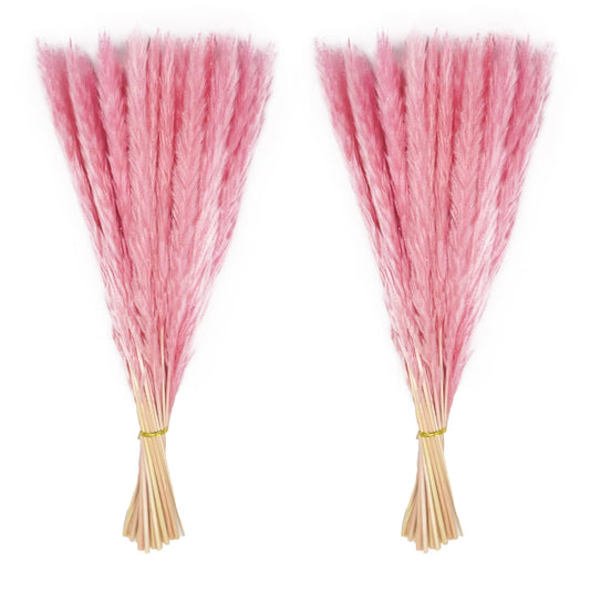 MLSG 60 Stems Pampas Grass 17.5",Natural Dry Flowers Small Pampas Grass Branches for Vase Flower Arrangement Wedding Kitchen Home Decor（Pink）