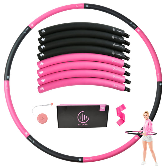 Weighted Fitness Hoop for Adults Beginners, 2lb Hula Hoop for Fun Exercise, 8 Detachable Sections