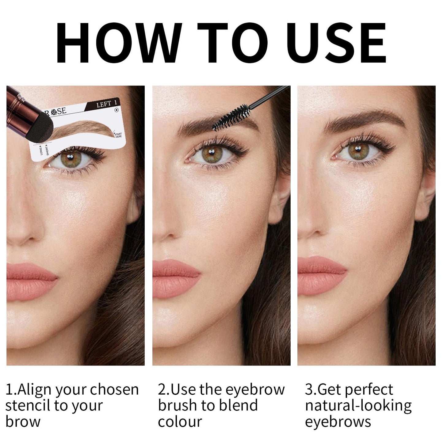 ALLROSE Eyebrow Stencils Eyebrow Stamp Stencil Kit Eyebrow Kits Tool 0108 (Brown 02)