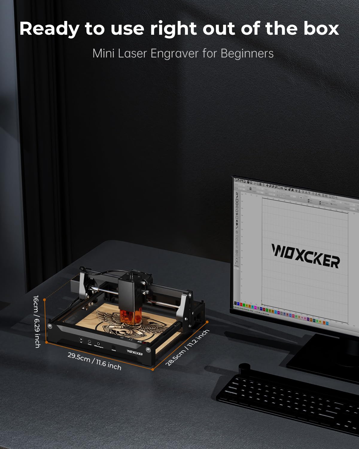 Laser Engraver, 5W L2 Mini Laser Engraving Machine Pre-Assemble 200mm x 150mm High Precision for DIY, Pager, Wood, Acrylic, Leather, Coated Metal Beginner-Friendly