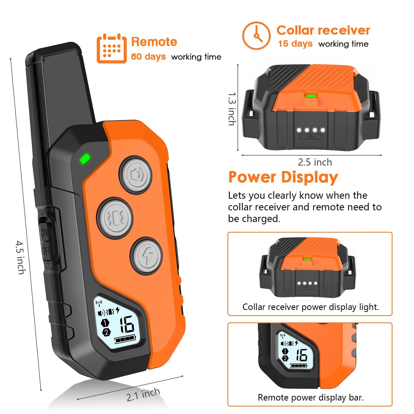 Shock Collar for Dogs, IP67 Waterproof Dog Training Collar with Remote, 3 Training Modes with Beep, Vibration, and Safe Static, Rechargeable E Collar for Large Medium