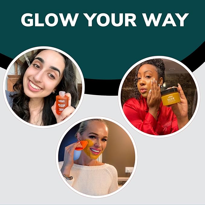 Minimo Skin Essentials Glow on Glow Combo Pack: Glow Turmeric Face Scrub (5 oz) + Glow in a Bottle Ultra-Concentrated Turmeric Serum (1 oz)