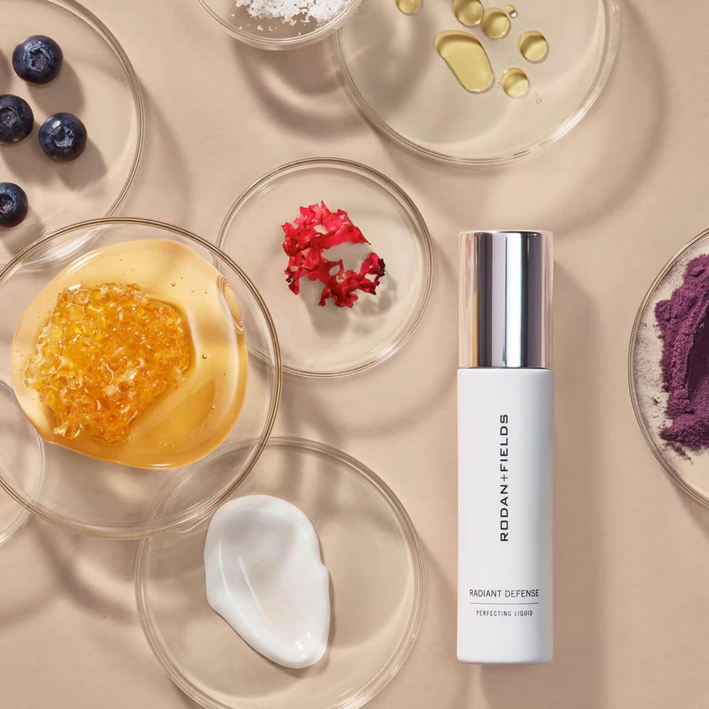 RODAN + FIELDS Radiant Defense Perfecting Liquid SPF 30 - Sand, 50 mL, 4-in-1 Makeup & Skin Care Beauty Solution, Face Sunscreen, Moisturizer, Light Foundation