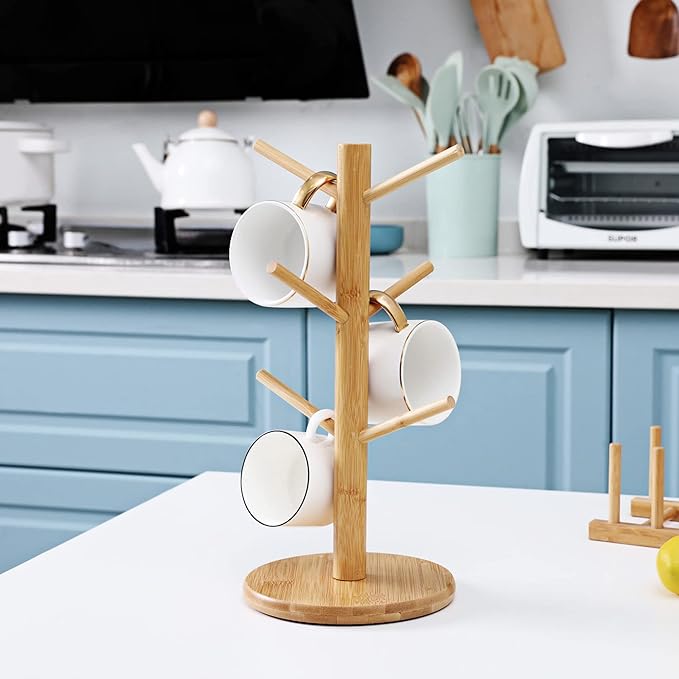 MyLifeUNIT Mug Holder Tree, Coffee Cup Holder with 6 Hooks (Yellow)