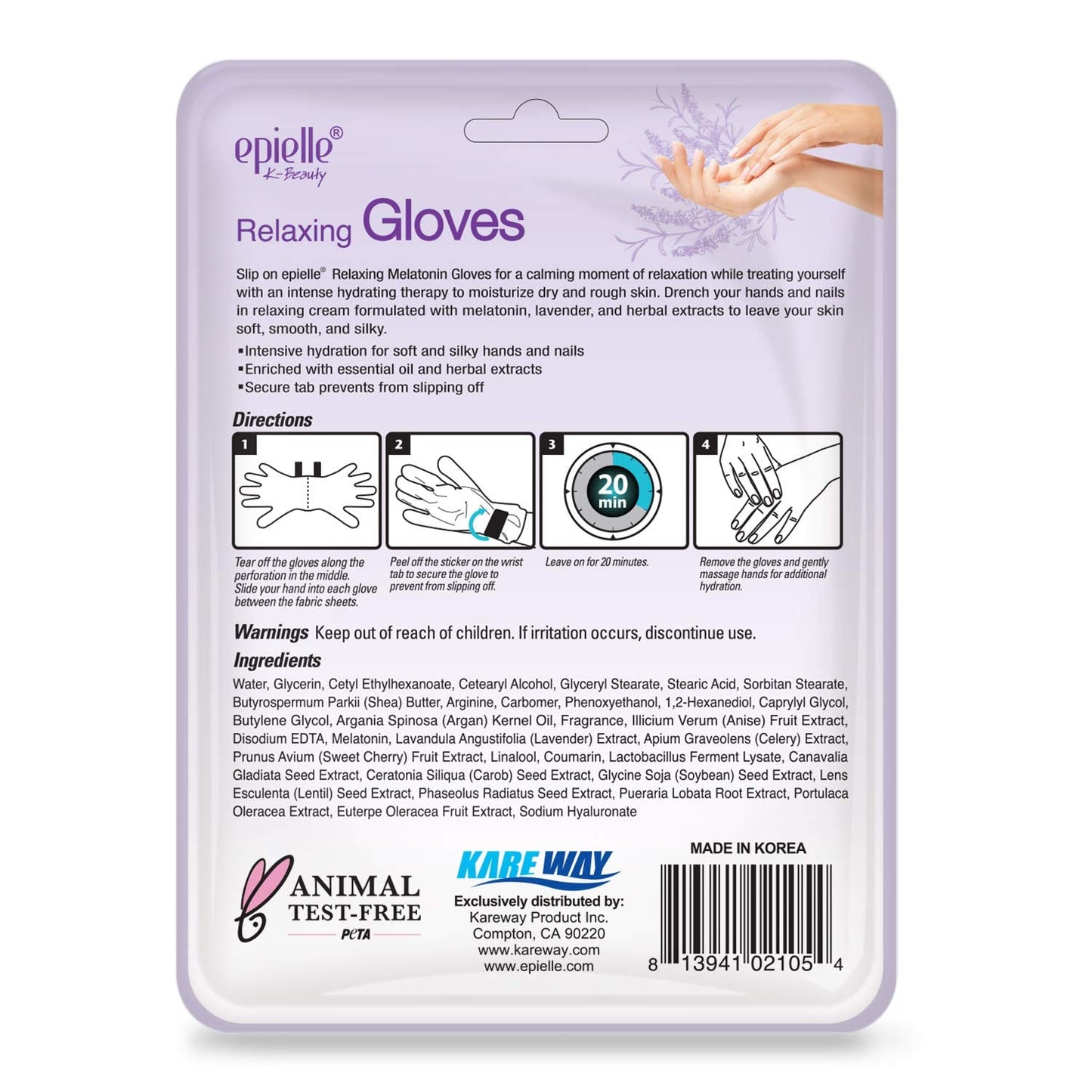Epielle Relaxing & Nourishing Hand & Foot Masks 12 Pairs, Repair and Relax Dry Hands & Cracked Heels with Lavender Extract & Hemp, Korean Skin Care, Spa Self Care Gifts for Women, 6 Gloves & 6 Socks