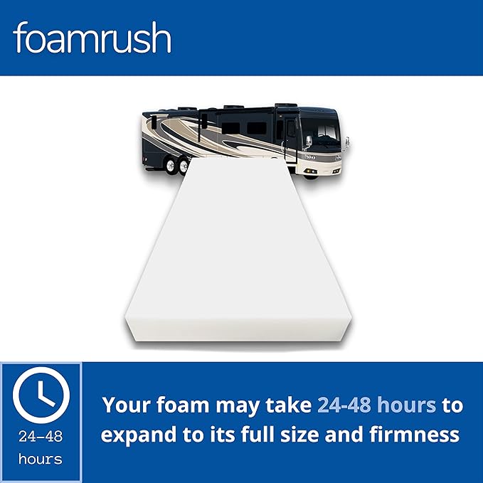FoamRush 6-Inch Bunk (30" x 75") High Density Foam RV Mattress Replacement, Medium Firm, Pressure Relief, Travel Camper Trailer Truck, Made in USA, CertiPUR-US Certified, Cover Not Included
