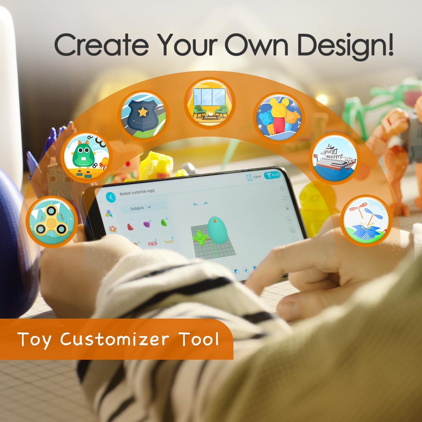 AOSEED 3D Printer for Kids, Beginner 3D Printer with 8 PLA Filament Set, Huge Toy Library & Modify, Wi-Fi & App Control, Create STEM Toys, High Precision, W/ 15+ Mini 3D Design Module, X-Maker Joy