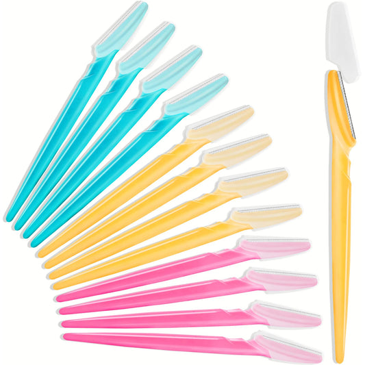 HFATMOS 12 Pcs Eyebrow Razor, Multipurpose Exfoliating Dermaplaning Tool for Face, Facial and Eyebrow Shaper with Precision Cover for Women Men Use