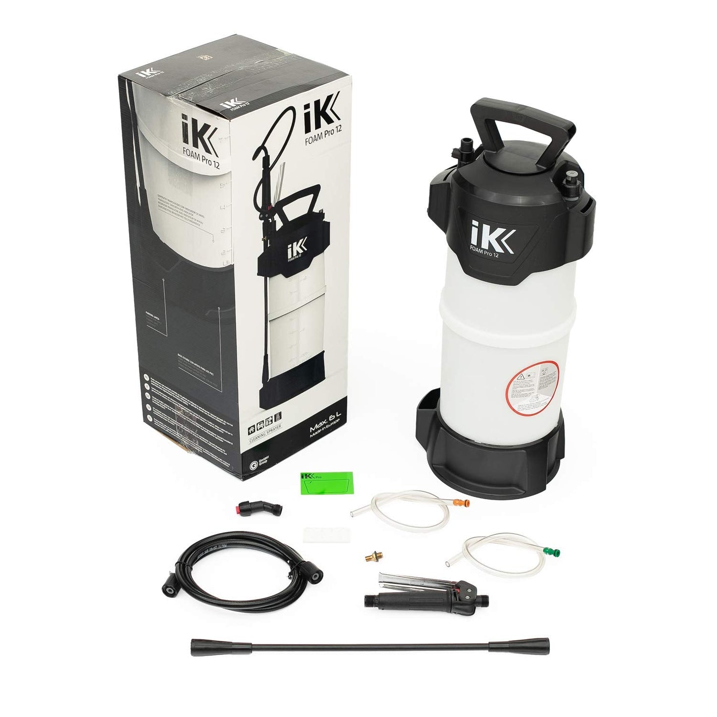 Goizper Group iK Sprayers - Foam Pro 12 Pump Sprayer - Professional Auto Wash & Detailing, Dry/Wet Foam Spray, Pressure Release Safety Valve, PVC Hoses (6 Liters)