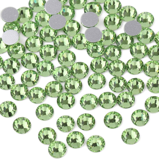 beadsland Flat Back Crystal Rhinestones Round Gems for Nail Art and Craft Glue Fix,Light Green (6.4-6.6mm) SS30/288pcs