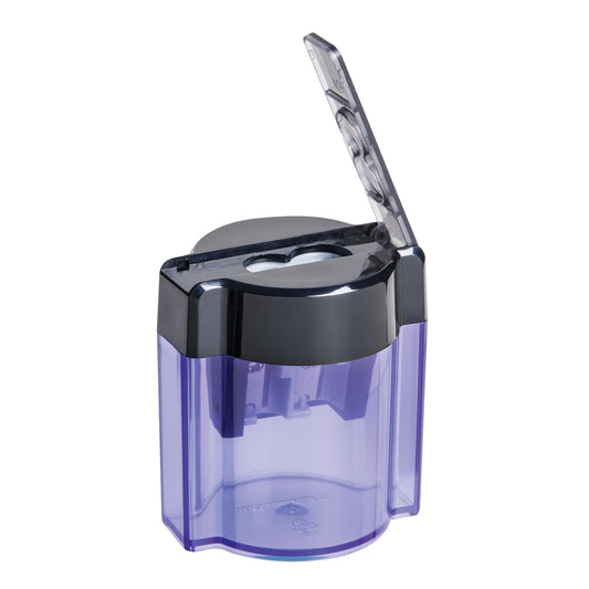 STAEDTLER Metal Double Hole Sharpener with Oval Tub - Manual Pencil Sharpener for Regular & Large Pencils, Makeup Pencils - 2 Sizes with Hinged Lid (Assorted Colors)
