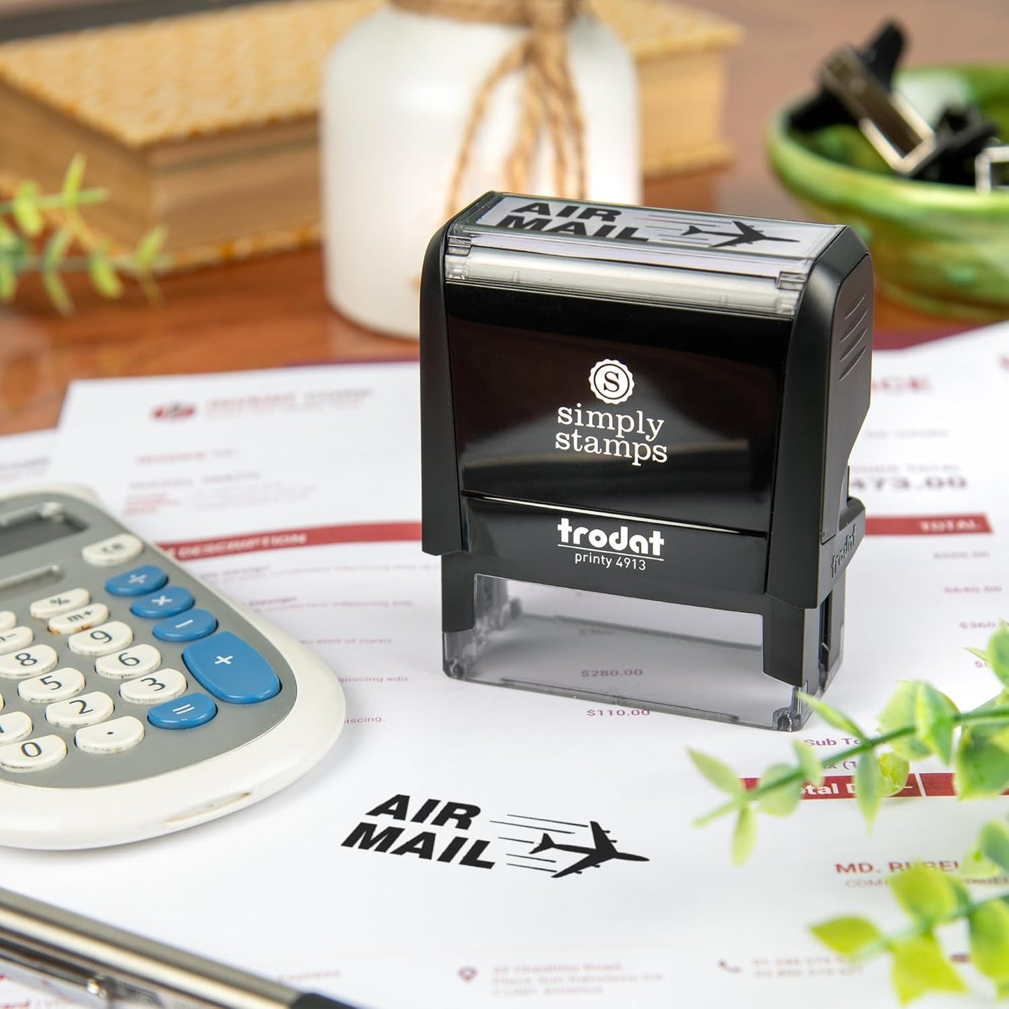 Air Mail Office Stamp | 4 Different Sizes | 20 Designs | Multiple Color Options | Perfect for Quick Validation of Office Documents (Air Mail, Large)