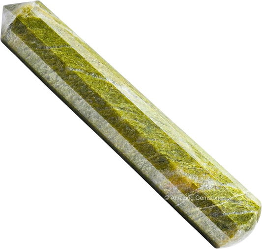 Amazing Gemstone Vesuvianite Crystal Wand Massage Stick - Pelvic Wand Gua Sha for Adults - Crystals and Healing Stones Massage Wands for Adults Gifts (Pointed)