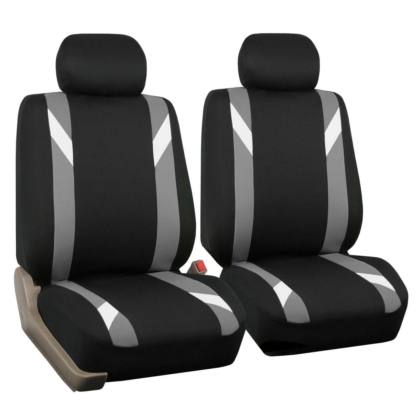 FH Group Front Set Cloth Car Seat Covers for Low Back Seats with Removable Headrest, Universal Fit, Airbag Compatible Seat Cover for SUV, Sedan, Van, Gray