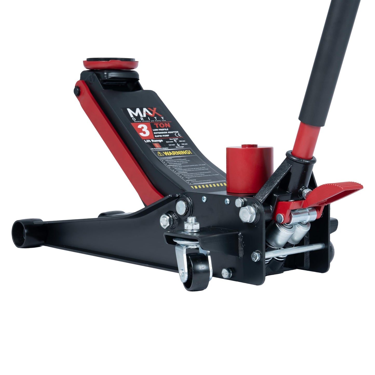 3-Ton (6600lbs) Low-Profile Dual Pistons Heavy-Duty Steel Racing Floor Jack with Quick Lift Hydraulic Pump, Foot Pedal and Extension Adapter for Car Maintenance