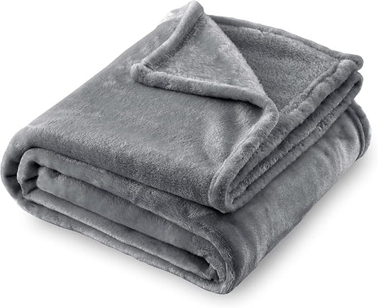 SOCHOW Flannel Fleece Blanket Throw Size, All Season Lightweight Super Soft Cozy Blanket for Bed or Couch, Grey, 50x60 inches